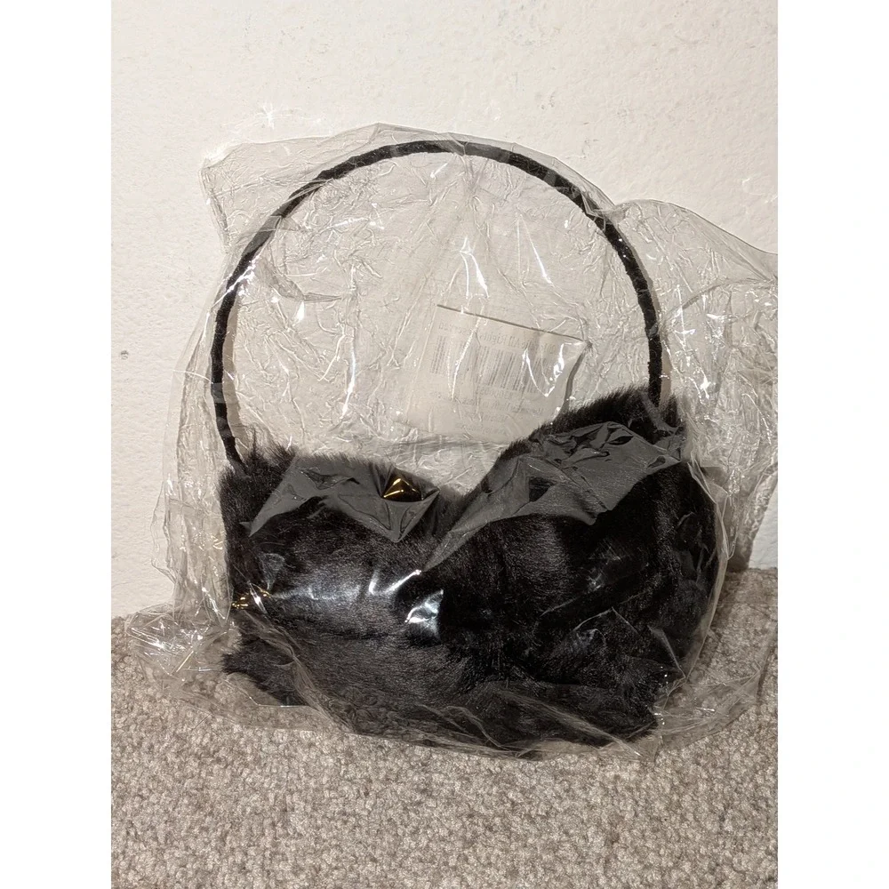 Joyfolie Madison Ear Muffs Black Womens Faux Fur Plush Warm Winter Headband NWT‎